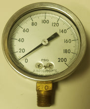 Load image into Gallery viewer, Vintage Ashcroft 200 PSIG Air Pressure Gauge