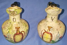 Load image into Gallery viewer, Vintage 4-1/2&quot; H Ceramic Oil &amp; Vinegar Cruet Set with Lids (Labeled 7555)