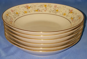 6 Contemporary Fine China by Noritake Delevan 2580 7-1/2" Soup Bowls