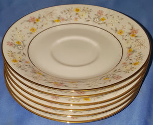6 Contemporary Fine China by Noritake Delevan 2580 5-3/4" Saucers