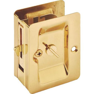 Mintcraft 101-0677 Polished Brass Privacy Pocket Door Latch (2-1/4" W x 3-1/4" H x 1-3/8" D)